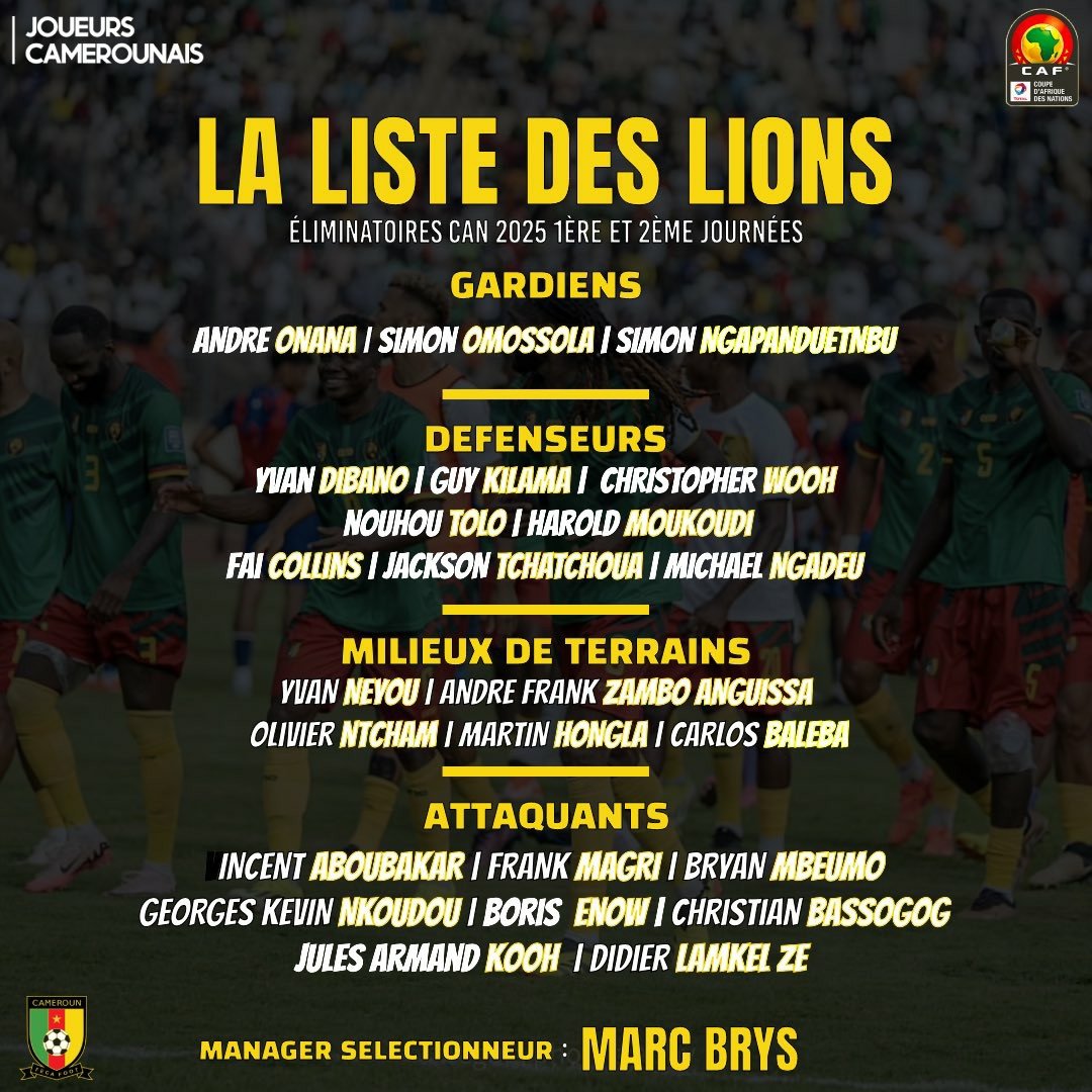 Liste Cameroun